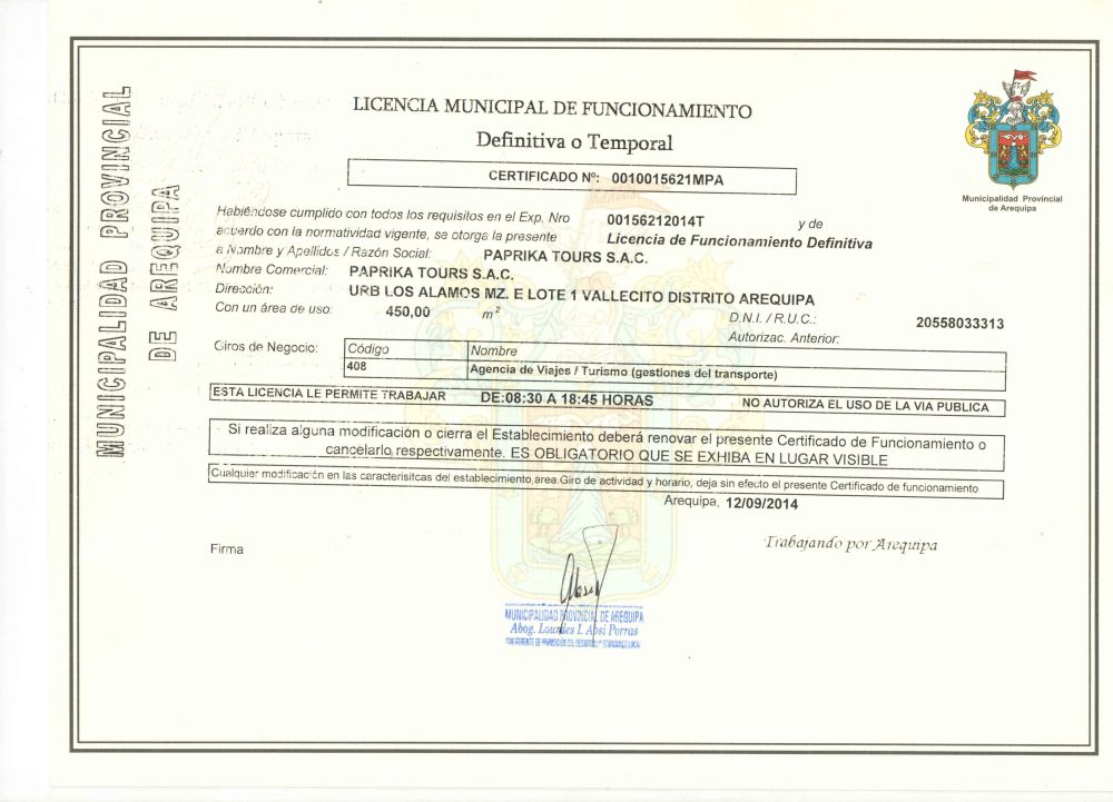 Licence de fonctionnement, Paprika Tours