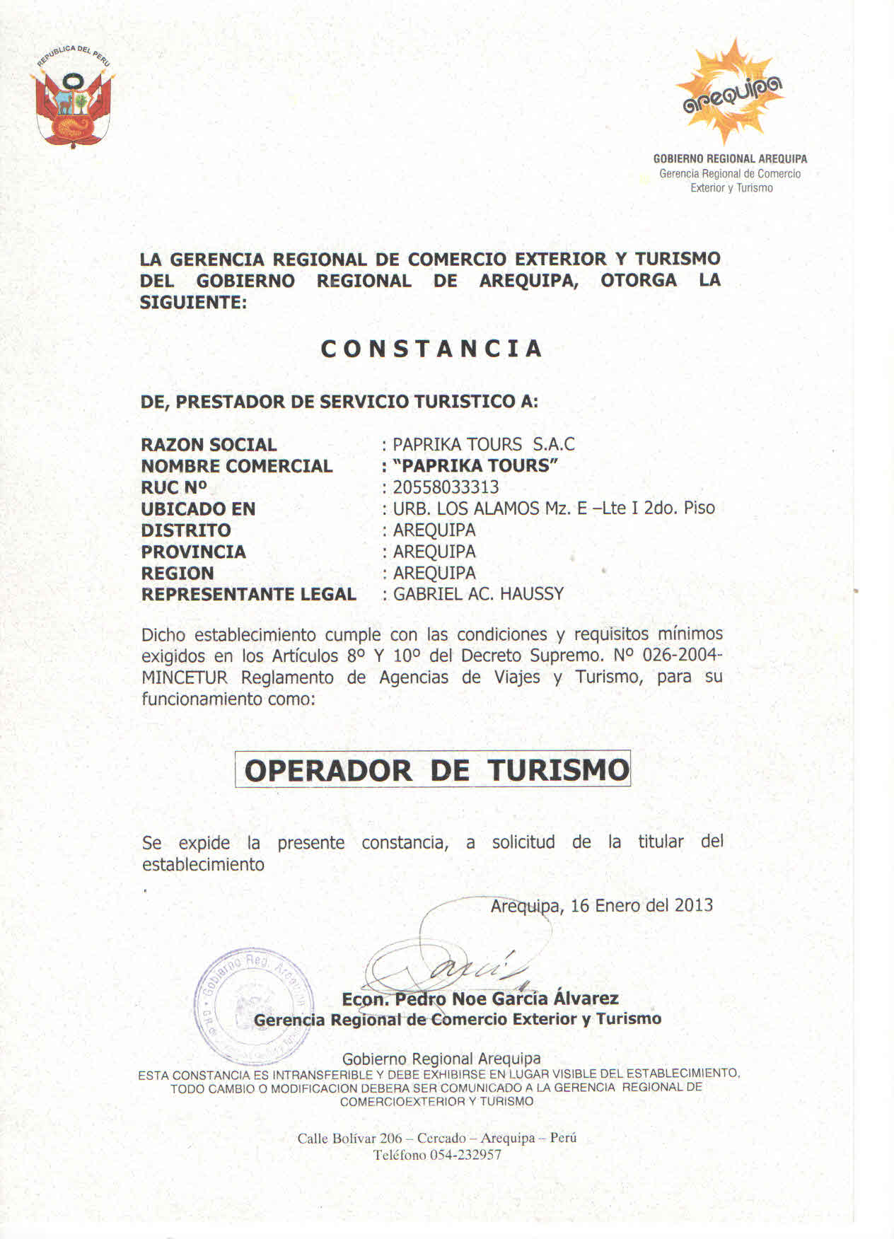 Licence de tourisme, Paprika Tours
